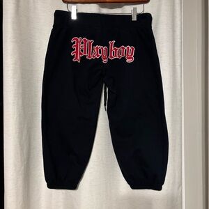 PLAYBOY Y2K Black Capris with Red Logo